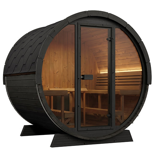 SaunaLife ERGO EE8GB Outdoor Barrel Sauna Kit | 6 Person Sauna - DIY, Paint Included