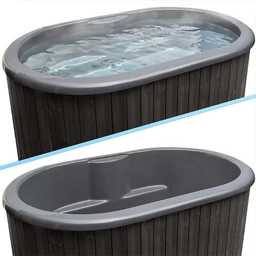 SaunaLife S2BC 1-Person Cold Plunge Tub and Chiller Heater Package, Black