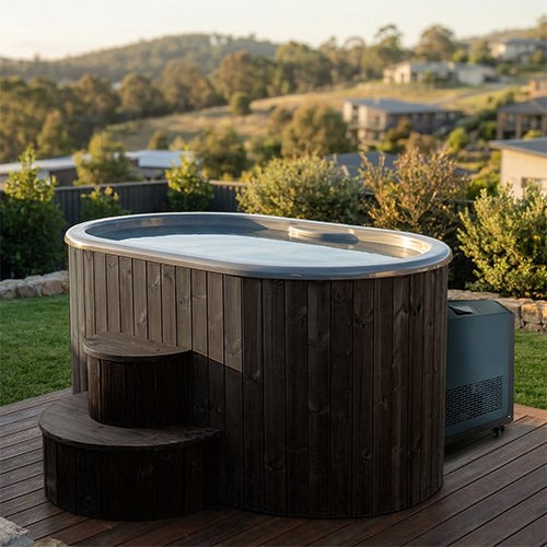 SaunaLife S2BC 1-Person Cold Plunge Tub and Chiller Heater Package, Black