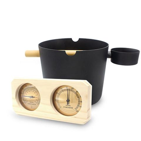 SaunaLife Essentials Set 7 Bucket, Ladle, Hygrometer and Thermometer