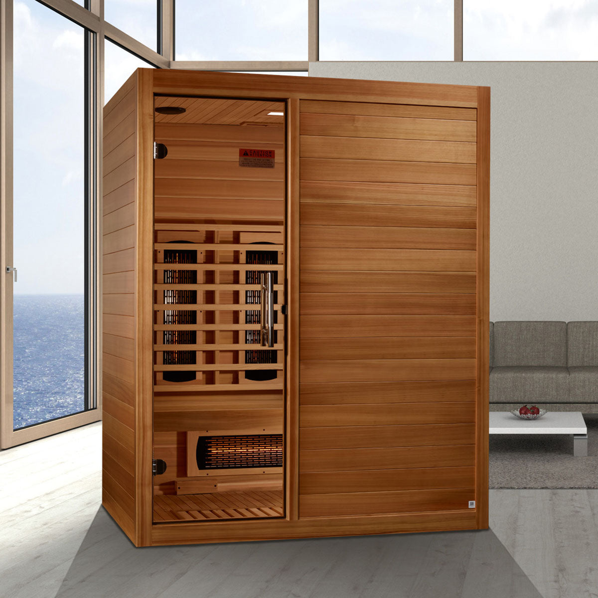 Golden Designs Maxxus S-Line Yoga 3-Person Full Spectrum Near Zero EMF FAR Infrared Sauna with Pacific Cedar