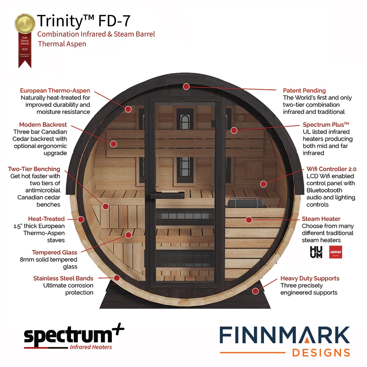 Finnmark FD-7 Infrared & Steam Barrel Sauna