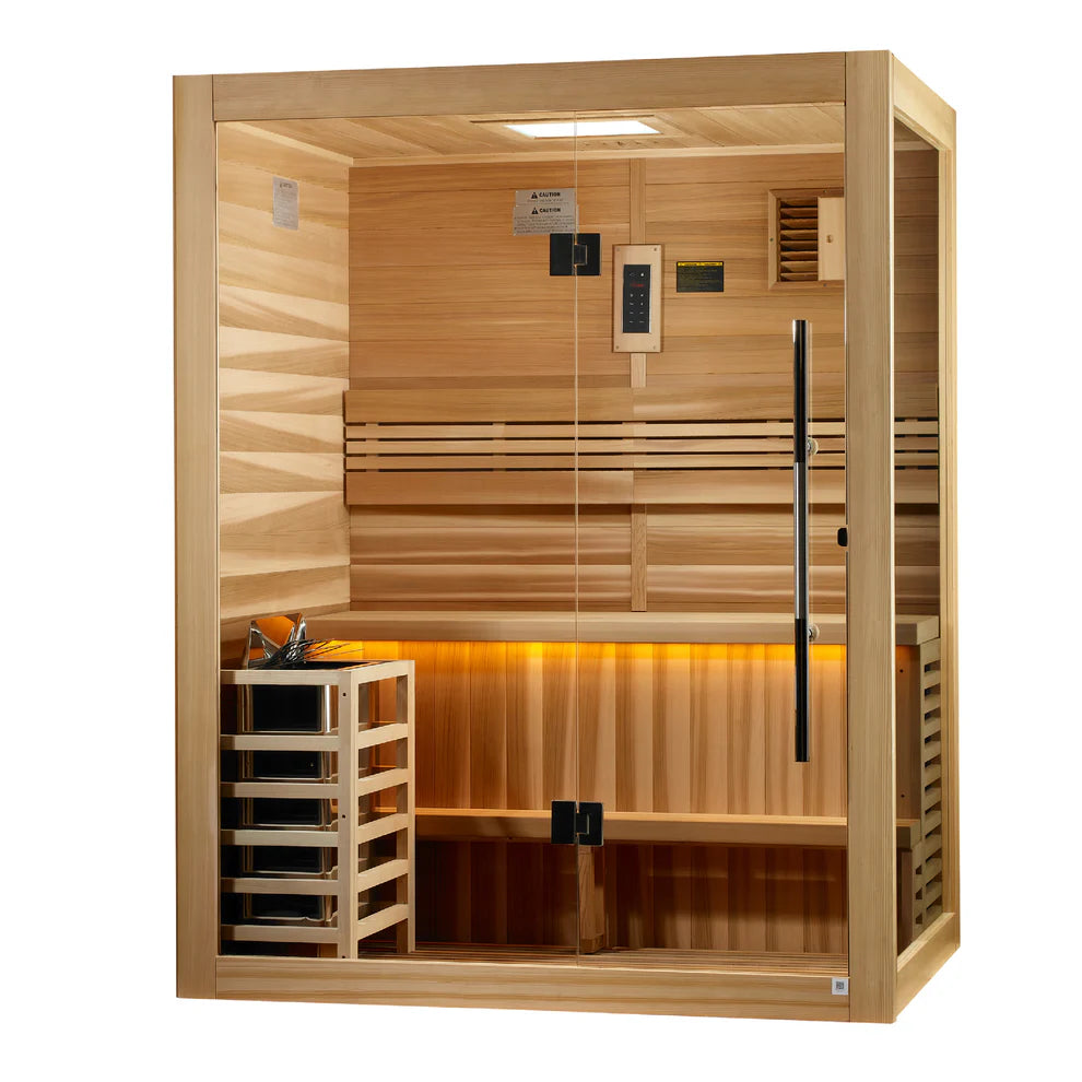 Golden Designs Hanko 2 Person Indoor Traditional Sauna - Canadian Red Cedar Interior