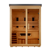 Golden Designs Carinthia 3 Person Hybrid PureTech Full Spectrum IR or Traditional Stove Outdoor Sauna -  Flat Roof