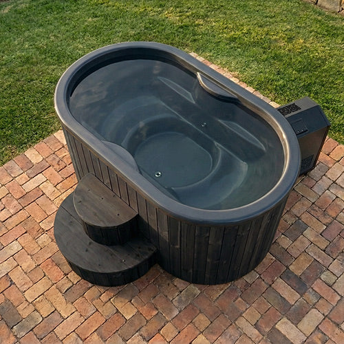SaunaLife S2BC 1-Person Cold Plunge Tub and Chiller Heater Package, Black